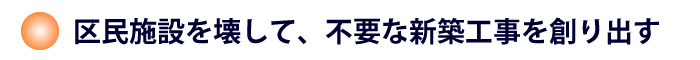 区民施設を壊して、不要な新築工事を創り出す